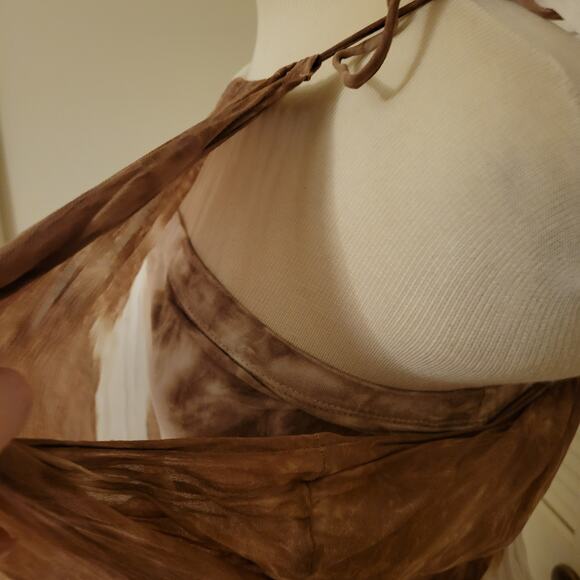 Young Fabulous and Broke Gauze Tie Dye Halter Pleated Maxi Dress Womens Medium - Picture 3 of 9